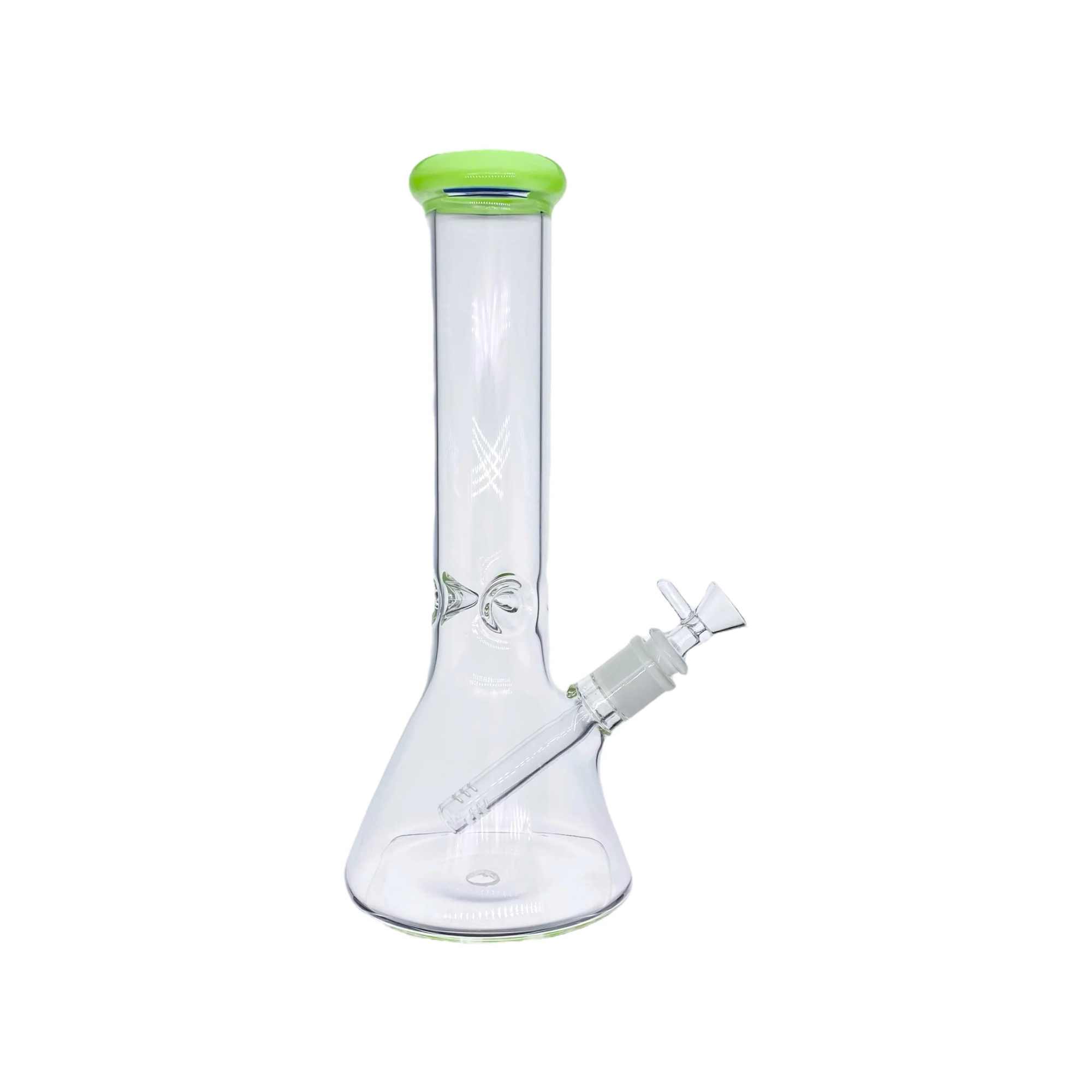 Clear Beaker Bong With Slyme Green Mouth Piece 12 Inch