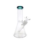 8 Inch Clear Beaker Bong With Lake Green Color Lip