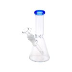 8 Inch Clear Beaker Bong With Blue Color Lip