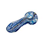Glass Hand Pipe Blue Inside Out With Rasta Dichro