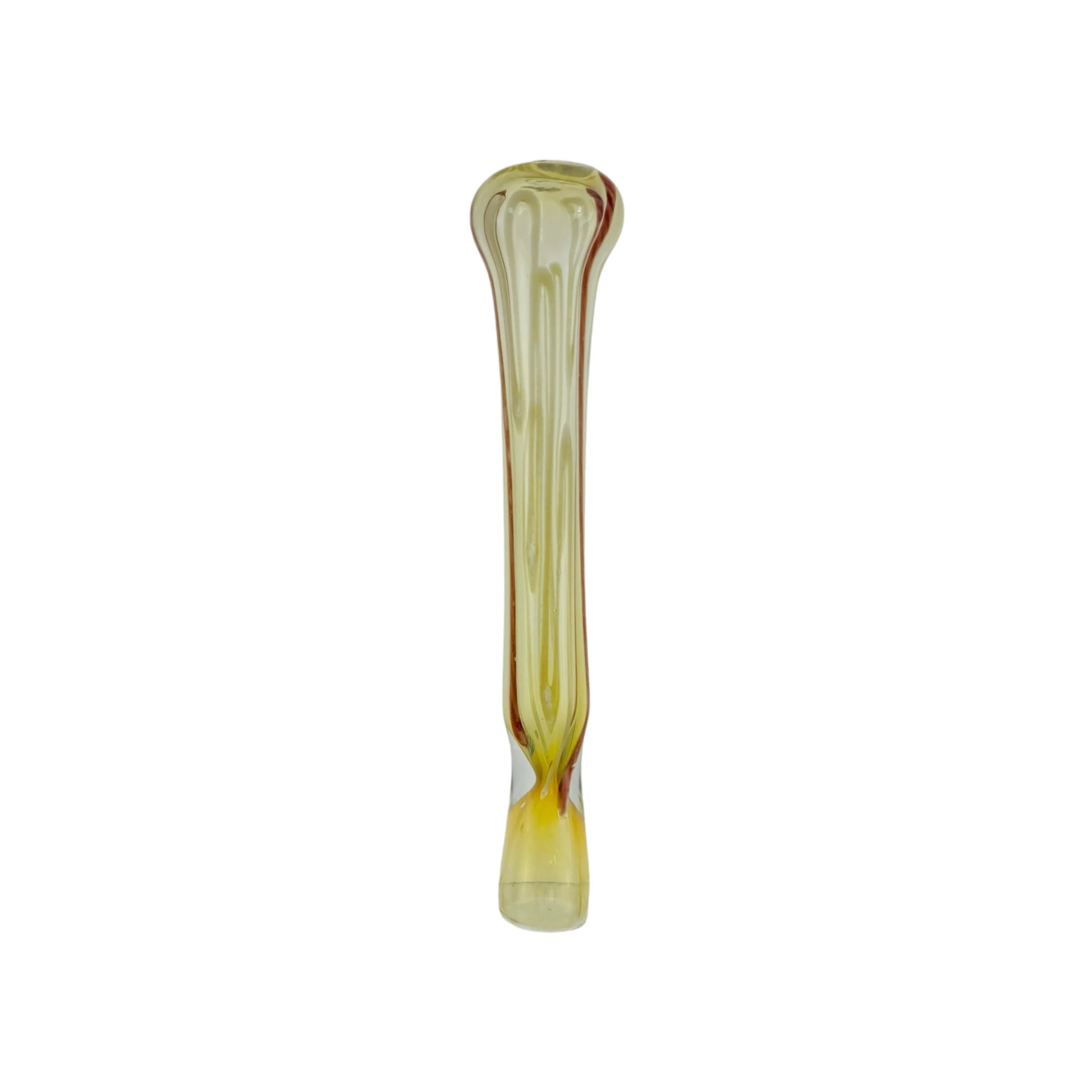 Glass Chillum Pipe - Extra Long Red And Yellow One Hitter