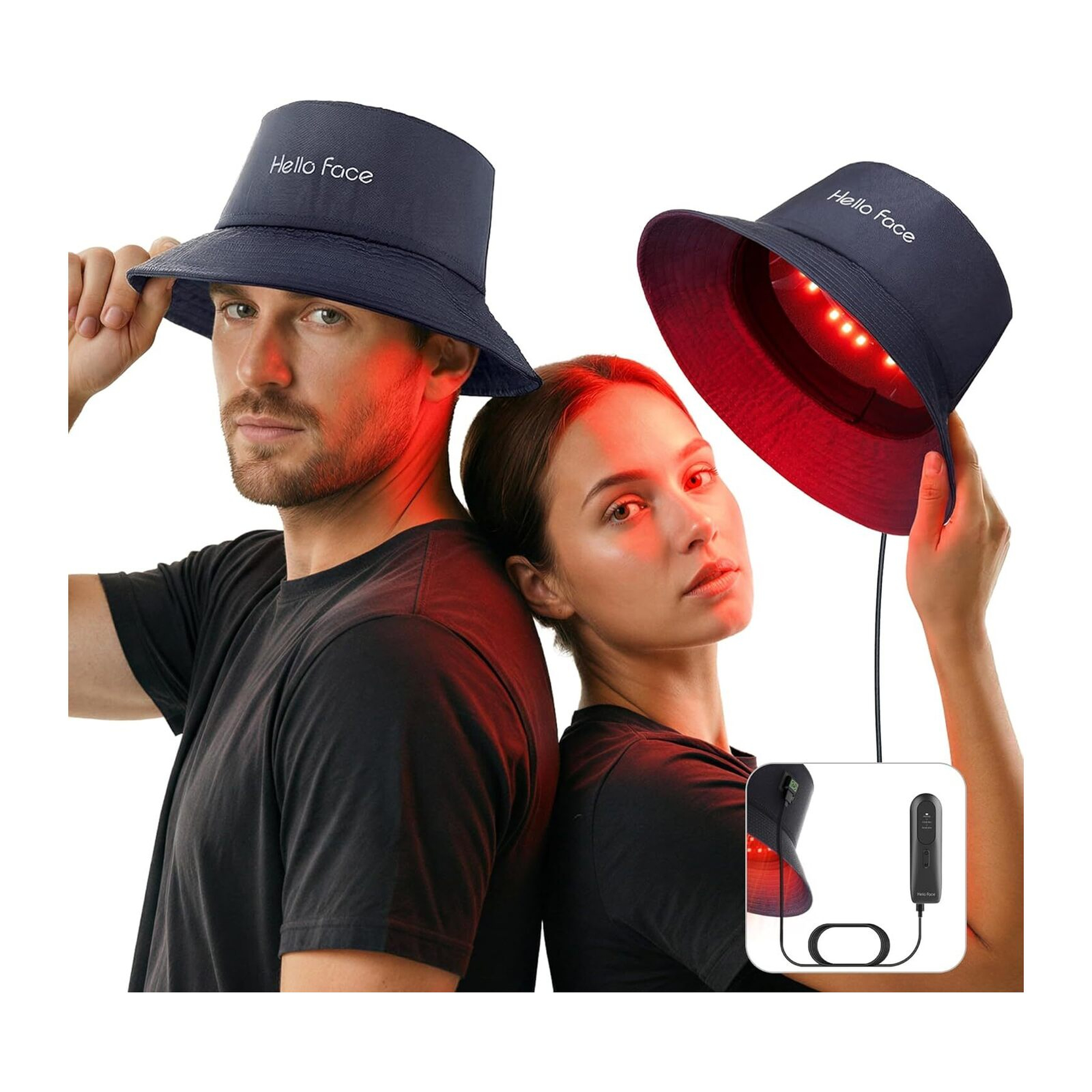 Red Light Therapy Hair Growth Cap, 336 Chips 660nm & 850nm Near Infrared, Discreet Fisherman Hat Design Fits Up to 24.4 Inches, Red Light Therapy for Full Scalp Coverage with Controller