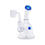 Mini Bell Shape Dab Rig With Blue Mouthpiece And Marble