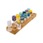 16 Hole Wood Display Stand Holder For 14mm Bong Bowl Pieces Or Quartz Bangers - Charred White Oak