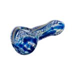 Glass Hand Pipe Blue Inside Out With Rasta Dichro