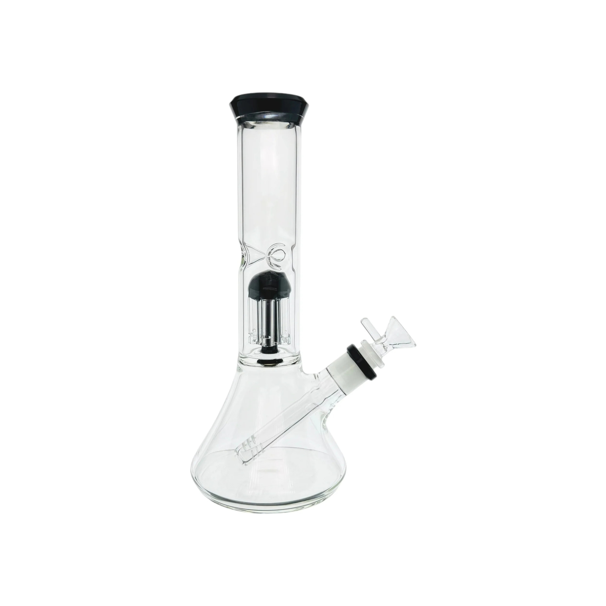 Clear Beaker Bong With Black Tree Perc And Mouthpiece