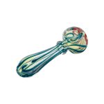 Basic Blue Line Work Glass Hand Pipe With Red Flower