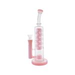 difflite - Pink Large Straight Fab Bong Dab Rig With Seed Of Life Perc