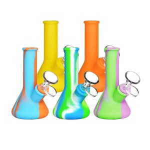 Silicone Beaker Travel Water Pipe- 5" / 14mm F / Colors Vary