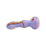 Purple Glass Hand Pipe With Rasta Linework Twirl And Flat Mouthpiece