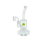 Clear Dab Rig With Sea Foam Green Multi Slit Disc Perc 9 Inches Tall