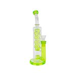 difflite - Green Large Straight Fab Bong Dab Rig With Seed Of Life Perc