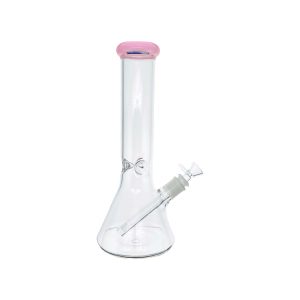 Clear Beaker Bong With Milky Pink Color Lip 12 Inch