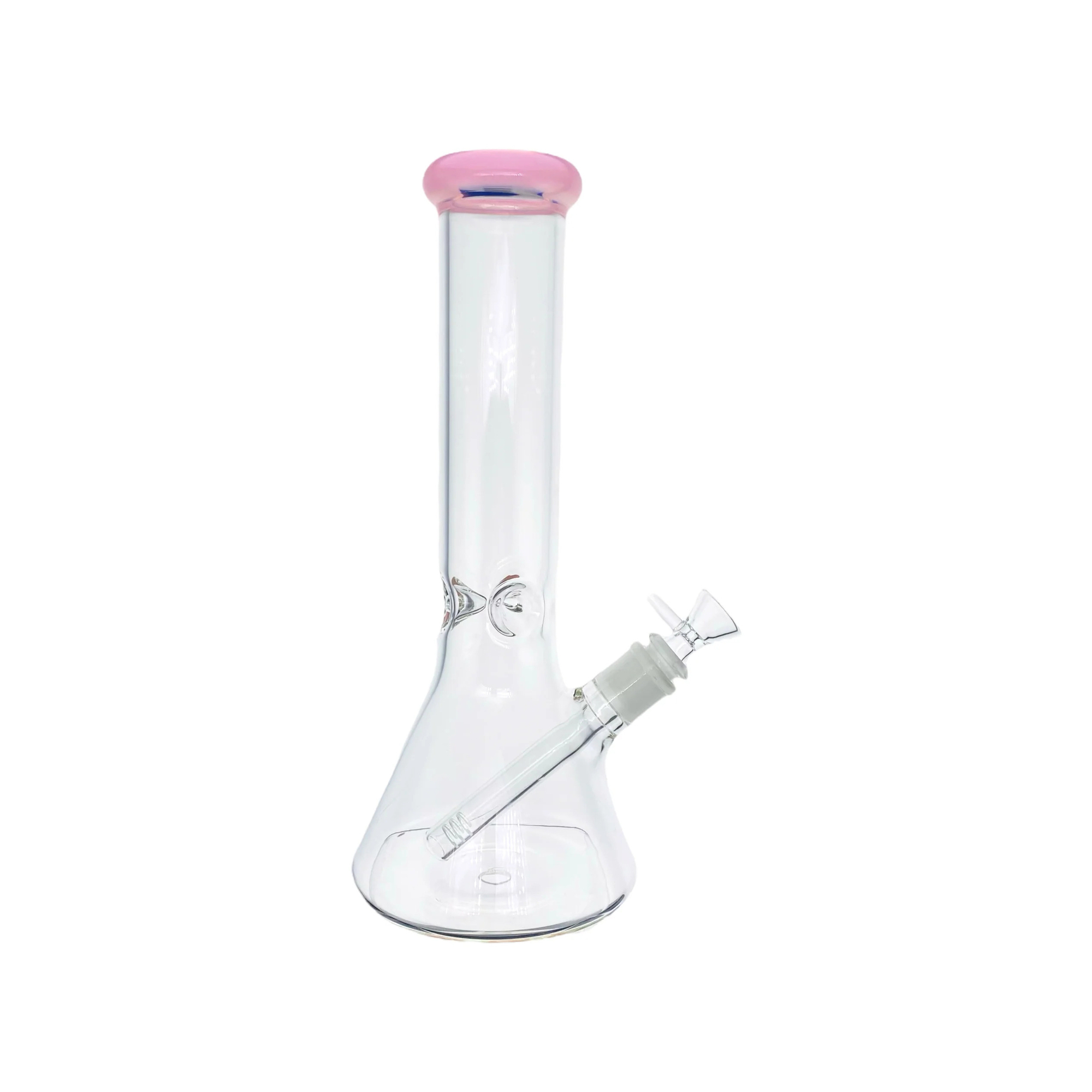Clear Beaker Bong With Milky Pink Color Lip 12 Inch