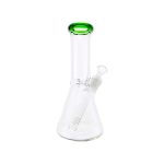8 Inch Clear Beaker Bong With Green Color Lip