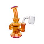 Pearlescent Amber Brown Mini Dab Rig With Faceted Diamond