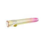 Glass Chillum Pipe - Yellow Silver Fuming To Pink Gold Fuming Fade