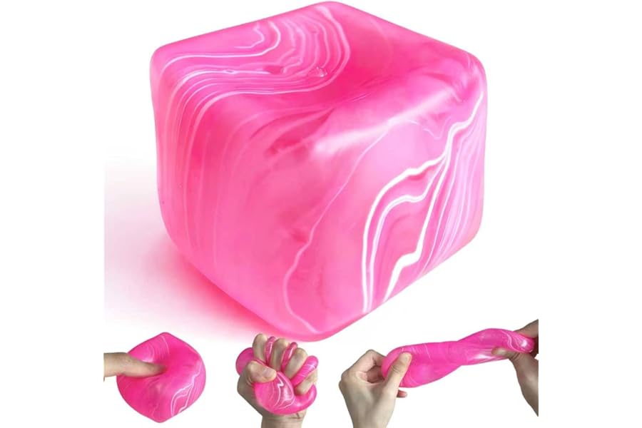 2.2 Inch Slow Rise Fidget Toys,Squishies Ice Cube Shape, Sensory Toy for Kids, Stress Relief Squeeze Balls, Easter Basket Stuffers for Boys Girl(Pink)