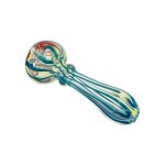 Basic Blue Line Work Glass Hand Pipe With Red Flower