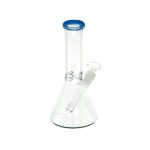 8 Inch Clear Beaker Bong With Periwinkle Color Lip