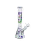 Clear Beaker Glass Bong With Springs Flowers 10 Inch