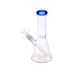 8 Inch Clear Beaker Bong With Blue Color Lip
