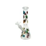 Clear Beaker Glass Bong With Rainbow Lady Bugs 10 Inch