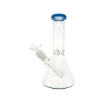 8 Inch Clear Beaker Bong With Periwinkle Color Lip