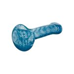 Inside Out Blue Glass Hand Pipe With Flat Mouthpiece