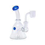 Mini Bell Shape Dab Rig With Blue Mouthpiece And Marble