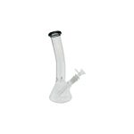 Clear Beaker Glass Water Pipe Bong With Bent Neck And Shadow Black Mouthpiece