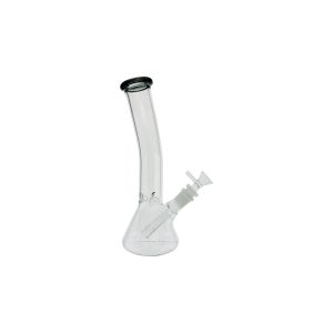 Clear Beaker Glass Water Pipe Bong With Bent Neck And Shadow Black Mouthpiece