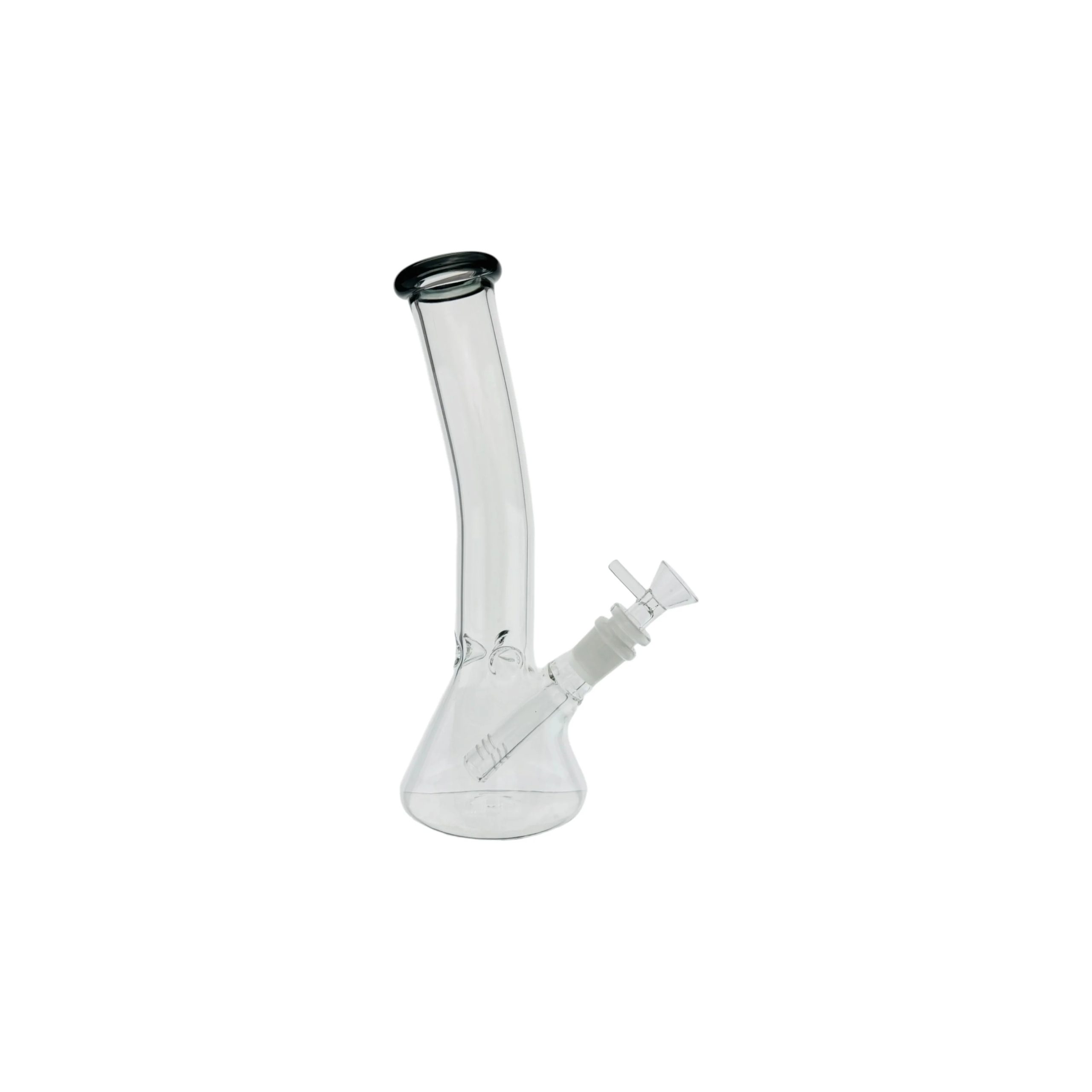 Clear Beaker Glass Water Pipe Bong With Bent Neck And Shadow Black Mouthpiece