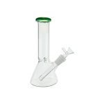 8 Inch Clear Beaker Bong With Jade Green Color Lip