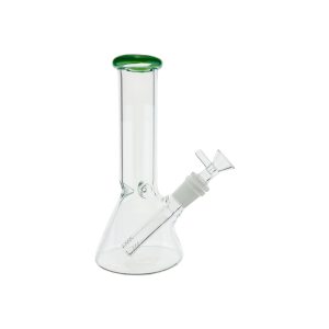 8 Inch Clear Beaker Bong With Jade Green Color Lip