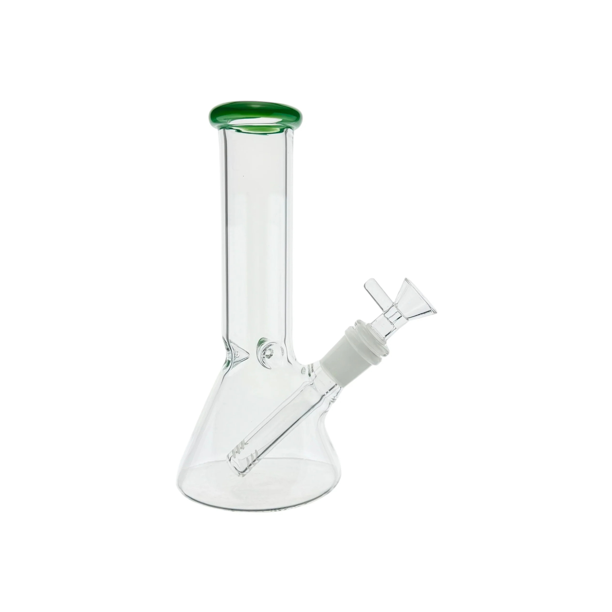 8 Inch Clear Beaker Bong With Jade Green Color Lip
