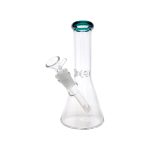 8 Inch Clear Beaker Bong With Lake Green Color Lip