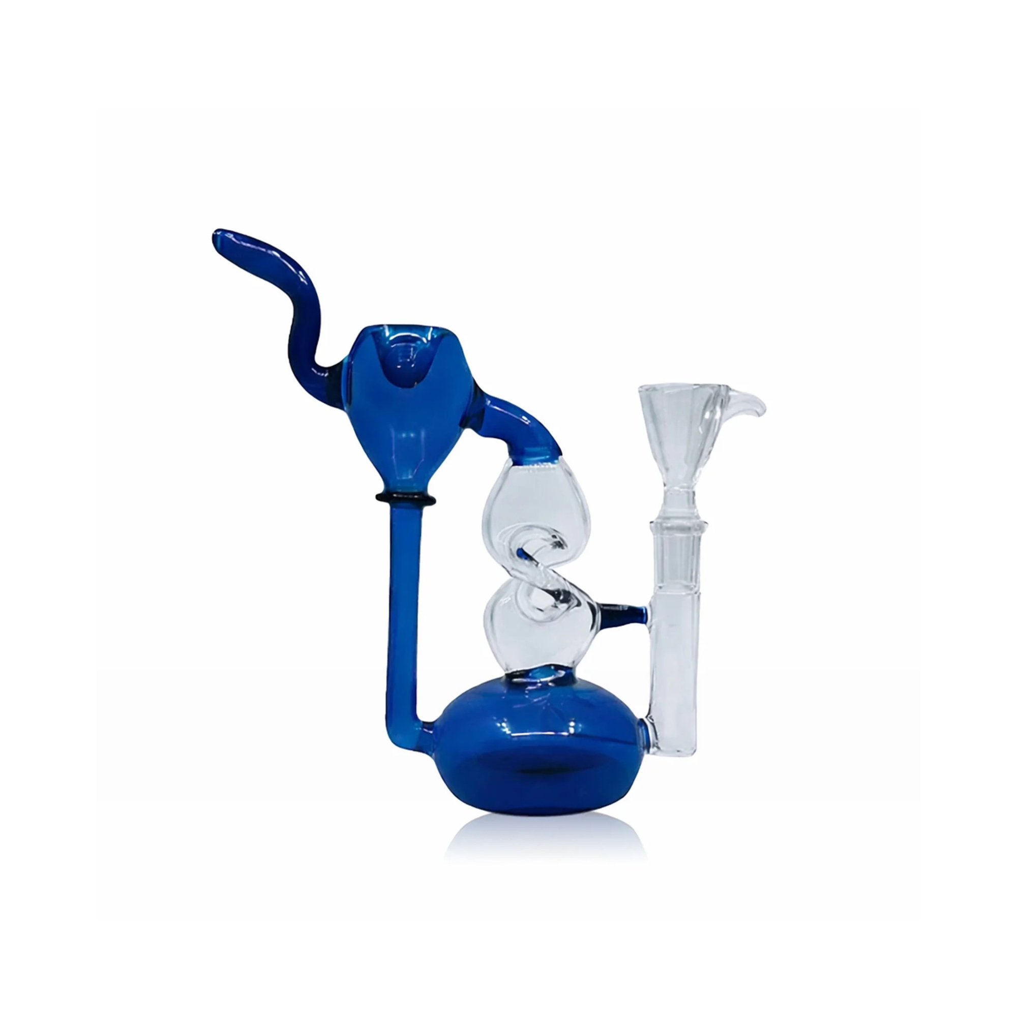 8" Blue Glass Recycler Water Pipe