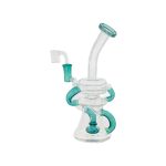 difflite - Teal Double Uptake Klein Recycler Glass Dab Rig