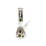 Clear Water Pipe Bong With Sugar Skull And Flowers Beaker 10 Inch