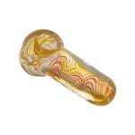 Inside Out Multicolor Changing Glass Spoon Pipe With Fuming Linework