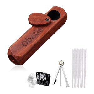 Rosewood Tobacco Pipe Gift Set - Handcrafted Wooden Pipe with Lid, Compact & Portable for Travel Use - Wood Pipe with Accessories for Men, Beginners & Outdoor Use