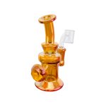 Pearlescent Amber Brown Mini Dab Rig With Faceted Diamond