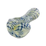 Glass Hand Pipe Blue Latticino Twist