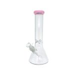 Clear Beaker Bong With Milky Pink Color Lip 12 Inch