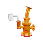 Pearlescent Amber Brown Mini Dab Rig With Faceted Diamond