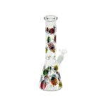 Clear Beaker Glass Bong With Rainbow Lady Bugs 10 Inch