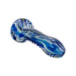 Glass Hand Pipe Blue Inside Out With Rasta Dichro