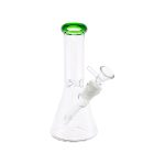 8 Inch Clear Beaker Bong With Green Color Lip