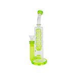 difflite - Green Large Straight Fab Bong Dab Rig With Seed Of Life Perc